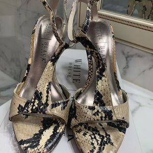 New White House Black Market 6.5 Snake Print Koreen T-Strap Heels